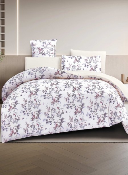 طقم ملاحف دبل فيس مجوز atlantic 3 ابيض ورق شجر